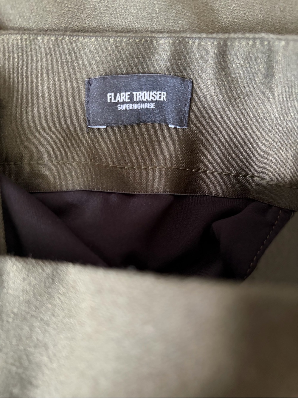 Express Flare Leg High-Waist Pants in Olive Green sz 8 SHORT - Picture 8 of 10